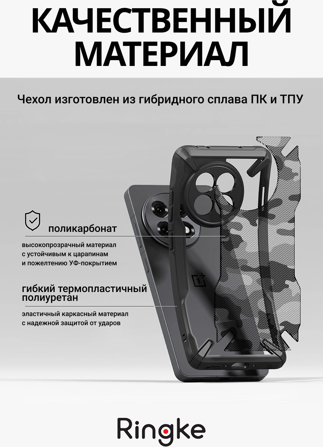 Чехол-накладка Ringke Fusion X Для Oneplus 13R (Camo Black) — фото 3