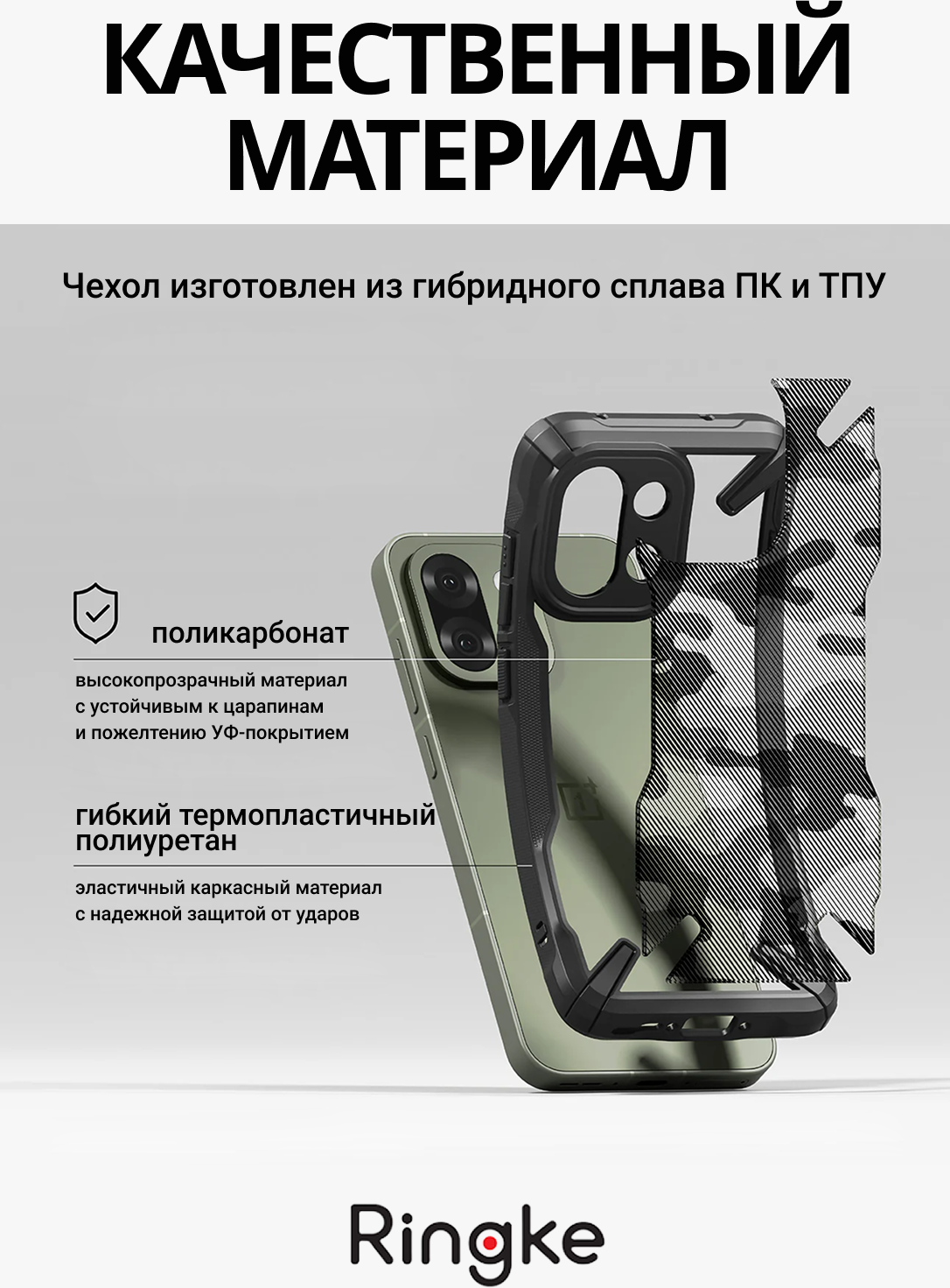 Чехол-накладка Ringke Fusion X Для Oneplus 13s/13T (Camo Black) — фото 3
