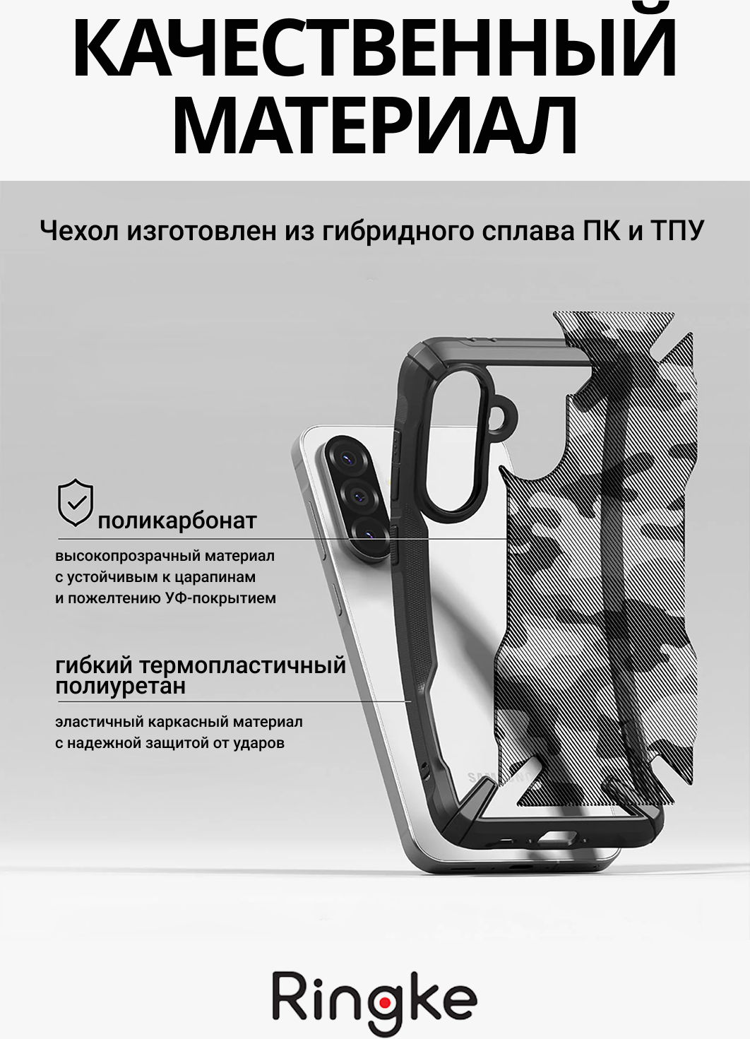 Чехол-накладка Ringke Fusion X Для Galaxy A36/A56 5G (Camo Black) — фото 4