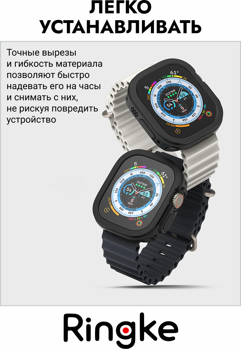 Защитный чехол для умных часов Ringke Air Sports для Apple Watch Ultra 3/2/1 (черный) — фото 6