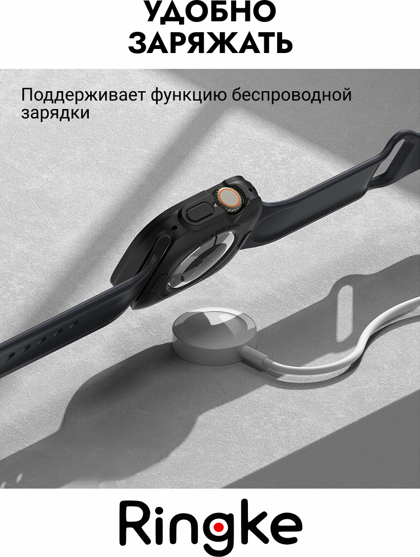 Защитный чехол для умных часов Ringke Air Sports для Apple Watch Ultra 3/2/1 (черный) — фото 3