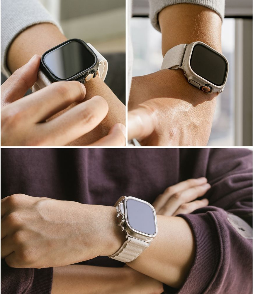 Защитный чехол для умных часов Ringke Slim Для Apple Watch Ultra 1/2 49мм (2шт, Clear/Matte Black) — фото 3