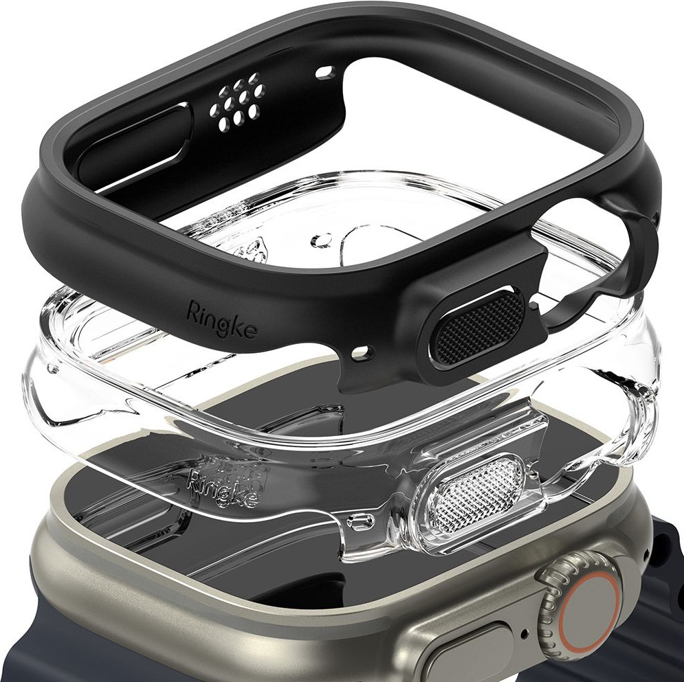Защитный чехол для умных часов Ringke Slim Для Apple Watch Ultra 1/2 49мм (2шт, Clear/Matte Black)