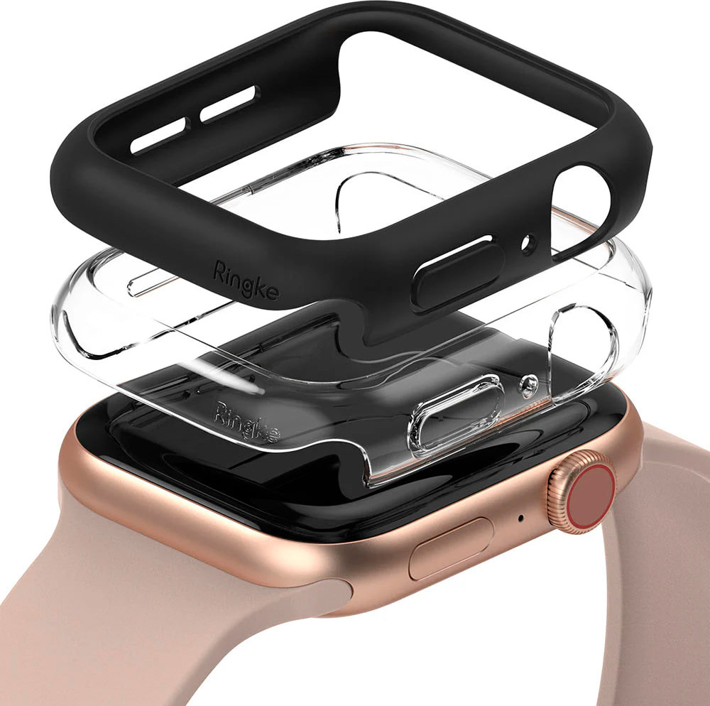 Защитный чехол для умных часов Ringke Slim Для Apple Watch SE3/SE2/SE/6/5/4 44мм (2шт, Clear/Black)