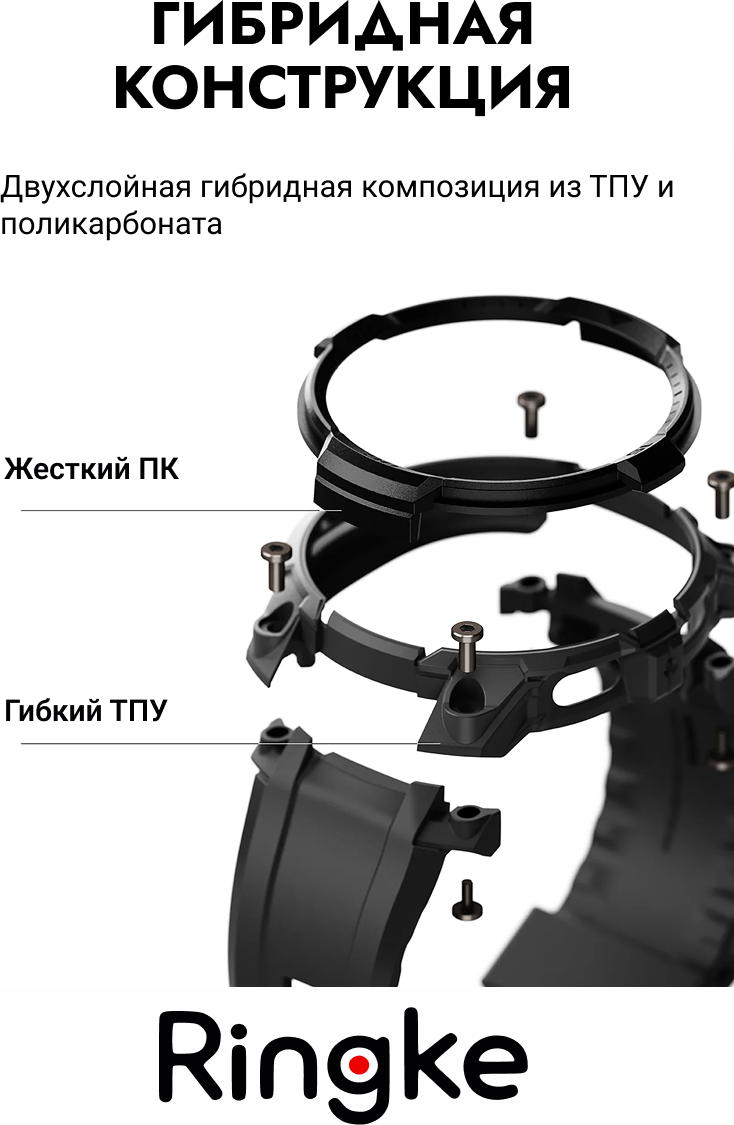 Ремешок для умных часов Ringke Rugged Gear для Galaxy Watch 8 44мм (All Black) — фото 5