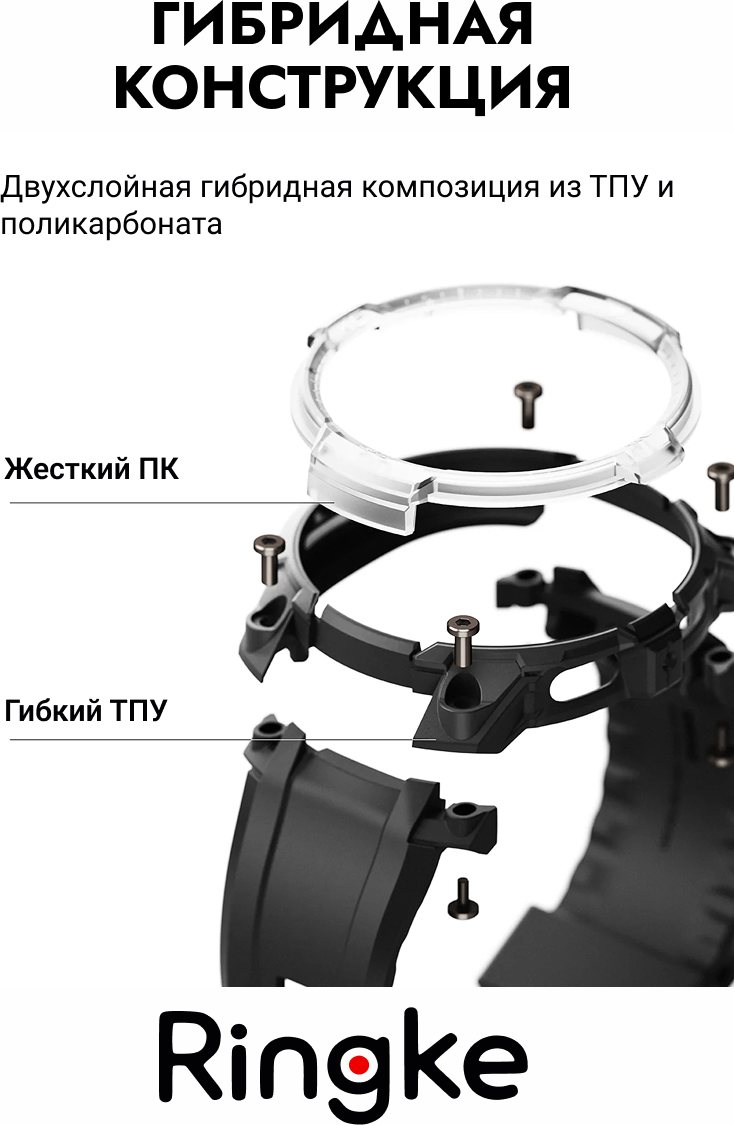 Ремешок для умных часов Ringke Rugged Gear для Galaxy Watch 8 44мм (черный) — фото 5