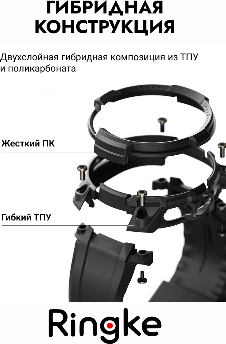 Ремешок для умных часов Ringke Rugged Gear для Galaxy Watch 8 Classic 46мм (All Black) — фото 5