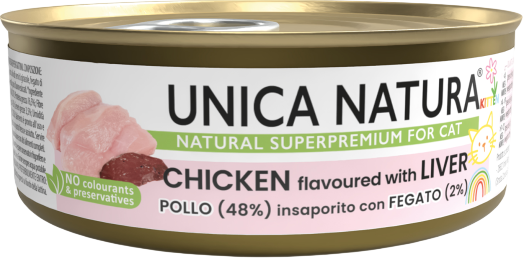 Влажный корм для кошек Unica Natura курица с печенью (70г)