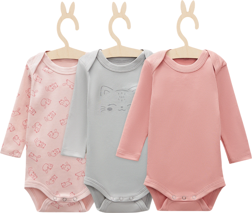 Набор боди для малышей Mark Formelle 13016-3 (р.74-48, котики на розовом/розово-коричневый/серый)