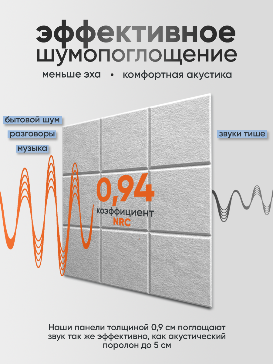 Мягкая стеновая панель UG HOME Самоклеющаяся 300x300x9мм / ФП.2-СРМ (2шт, серый шелк) — фото 3