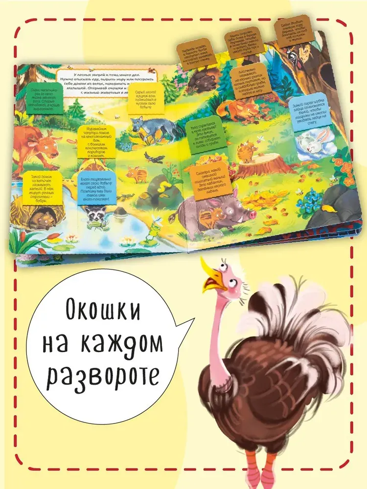 Развивающая книга БимБиМон С окошками. Эти забавные животные, твердая обложка — фото 3
