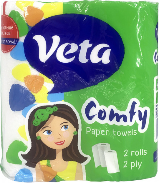 Бумажные полотенца Veta Comfy 2-х слойные (1х2рул)