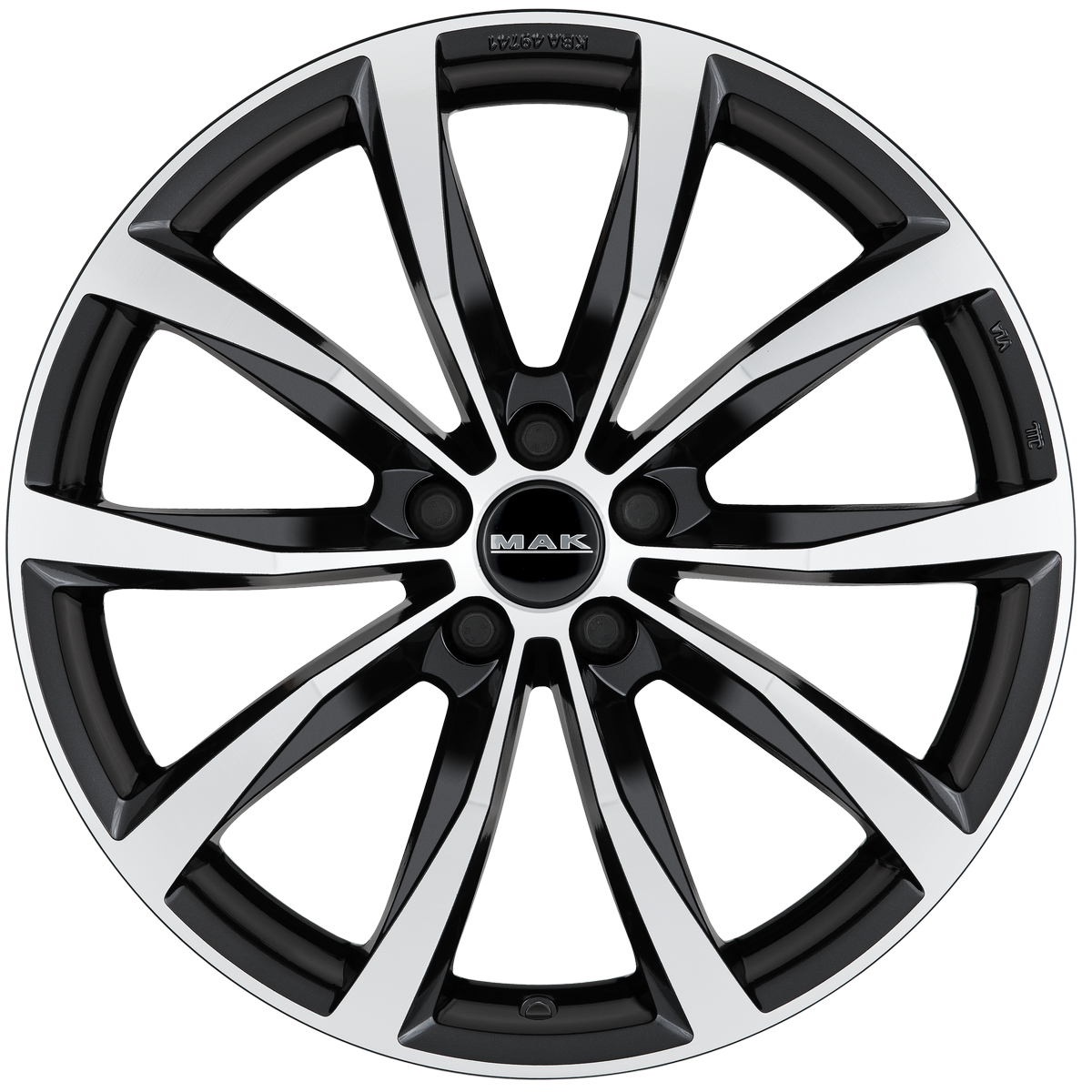 Литой диск MAK Wolf 18x7.5" 5x114.3мм DIA 76мм ET 48мм Black Mirror — фото 3