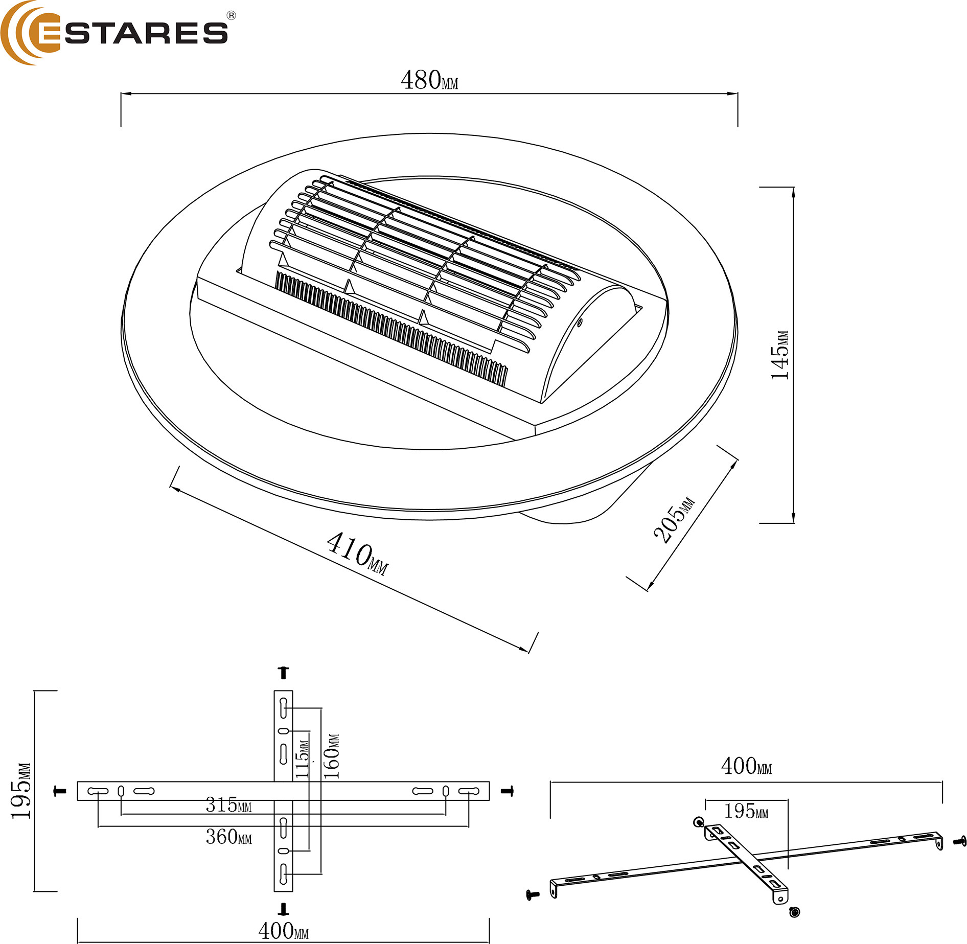 Потолочный светильник с вентилятором Estares Fan Isida 45W+15W R-APP-480x145-WHITE/WHITE-220-IP20 — фото 2