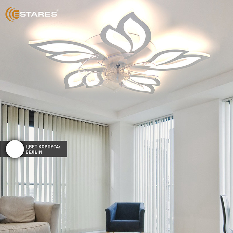 Потолочный светильник с вентилятором Estares Fan Astra 100W+18W 5F-APP-680x120-WHITE/WHITE-220-IP20 — фото 4