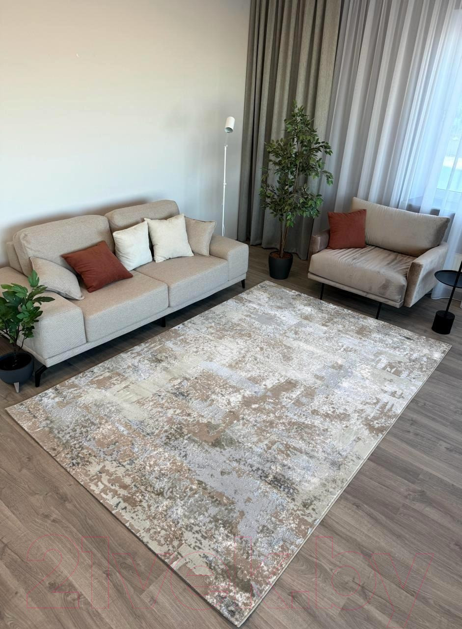 Ковер Radjab Carpet Белла Прямоугольник D056A (2x4, Cream Shirink/Vizon Fdy) — фото 4