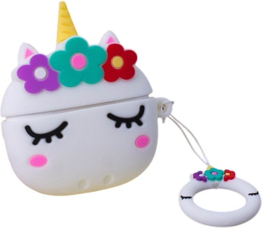Чехол для наушников ILikeGift для AirPods Pro Unicorn in flowers / T-22 (white)