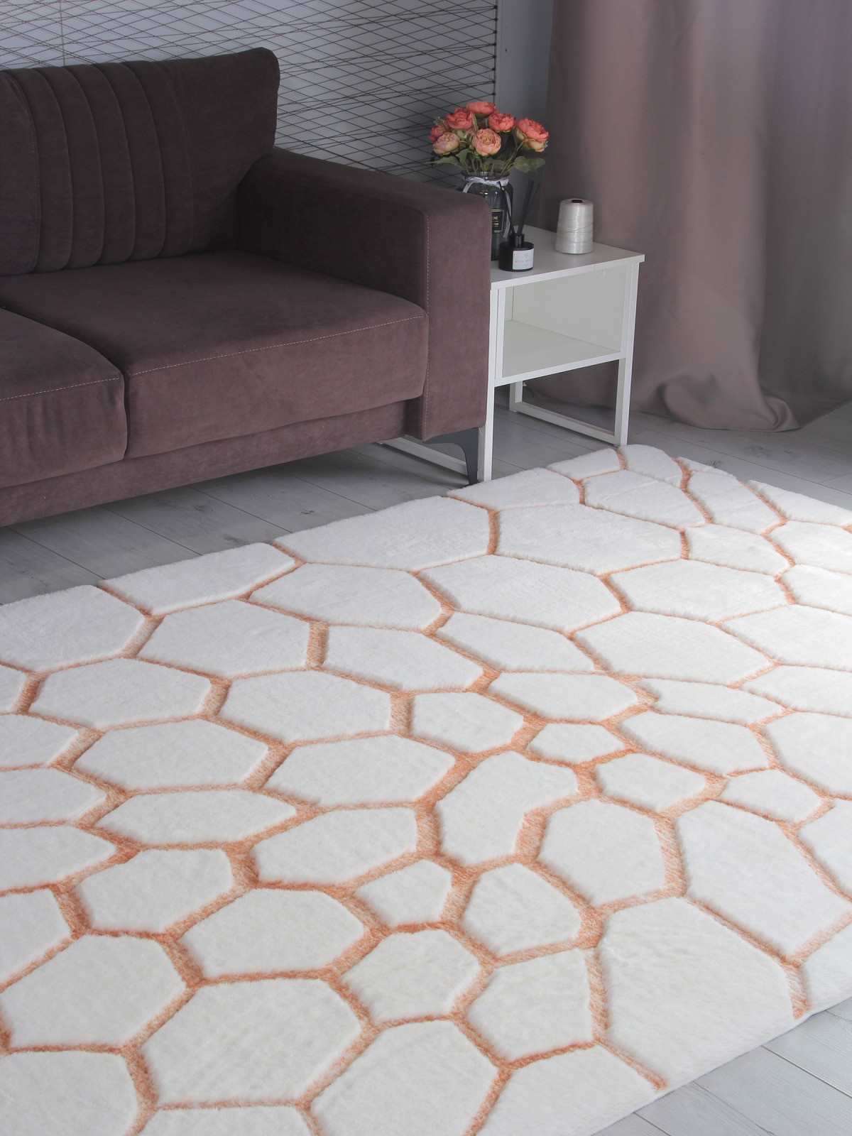 Коврик PIXEL Rabbit Carving PX4003-STAN-CREAM-TERRA (1.2x1.8) — фото 6