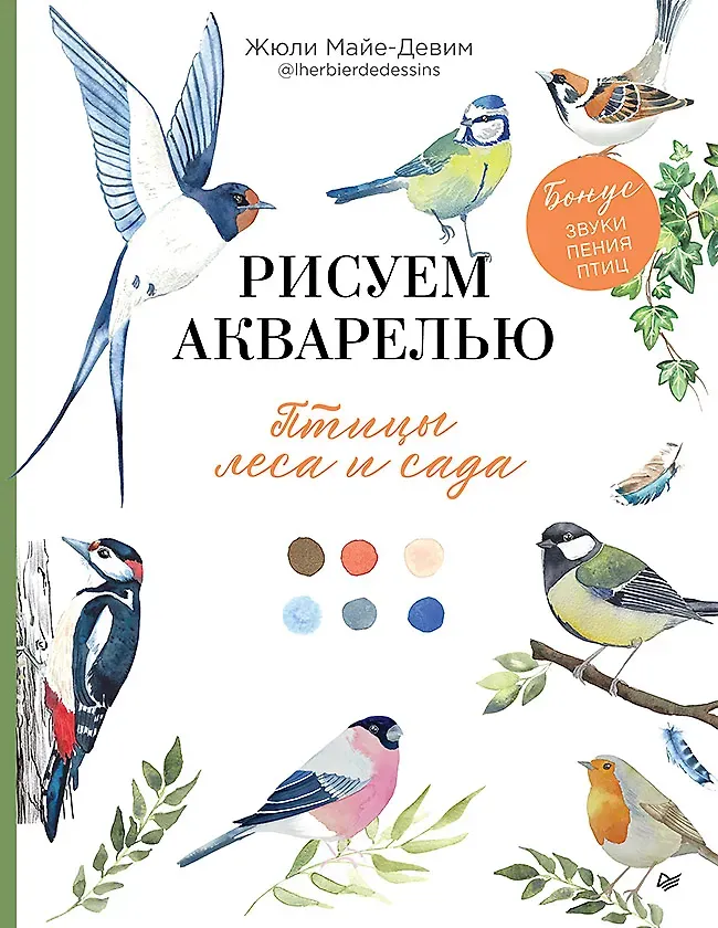 Книга Питер Рисуем акварелью: птицы леса и сада (Майе-Девим Жюли 9785446144341)