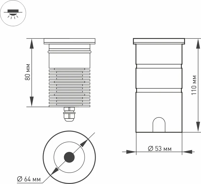 Светильник уличный Arlight LTD-GROUND-R65-6W Warm2700 SL 24 deg / 060623 — фото 4