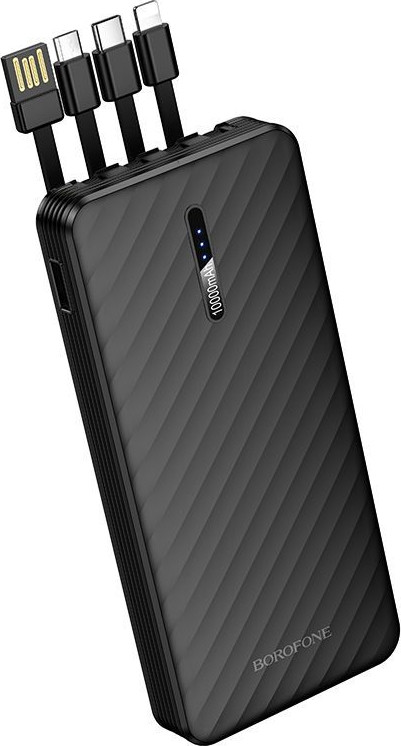 Портативное зарядное устройство Borofone BJ84 10000mAh + 4 кабеля (черный) — фото 2
