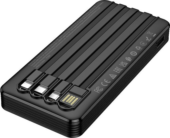 Портативное зарядное устройство Borofone BJ84 10000mAh + 4 кабеля (черный) — фото 3