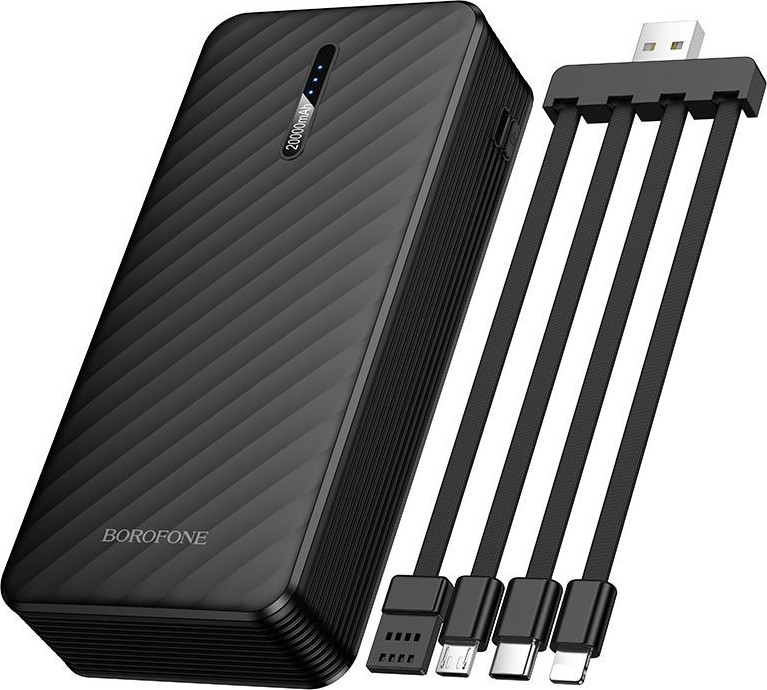 Портативное зарядное устройство Borofone BJ84A 20000mAh + 4 кабеля (черный) — фото 4