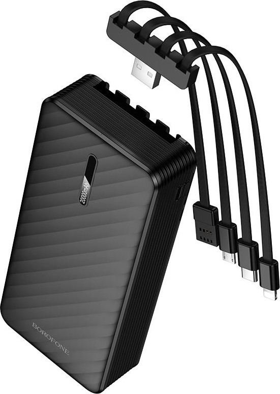 Портативное зарядное устройство Borofone BJ84A 20000mAh + 4 кабеля (черный) — фото 5