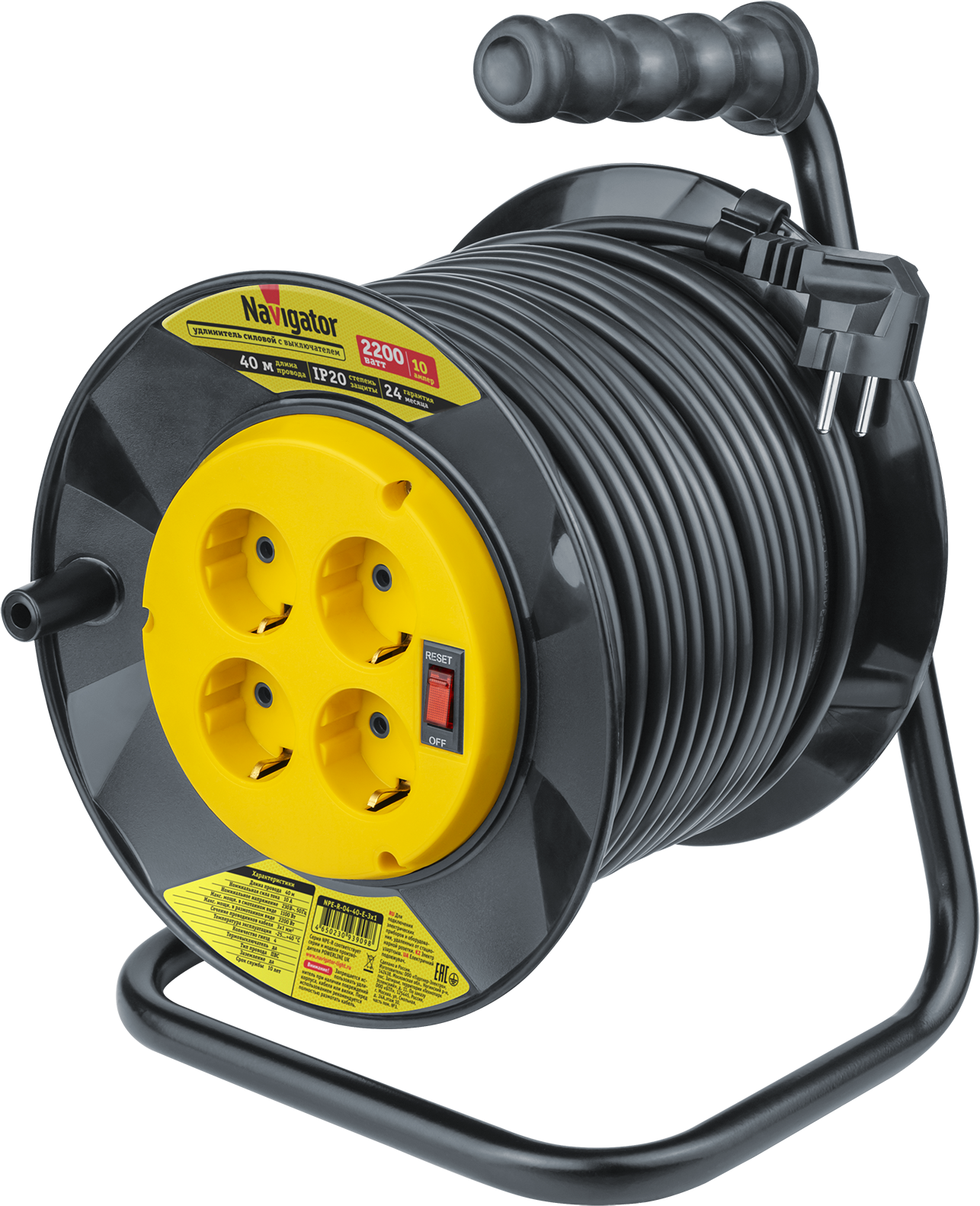 Удлинитель на катушке Navigator NPE-R-04-40-E-3x1 / 93909