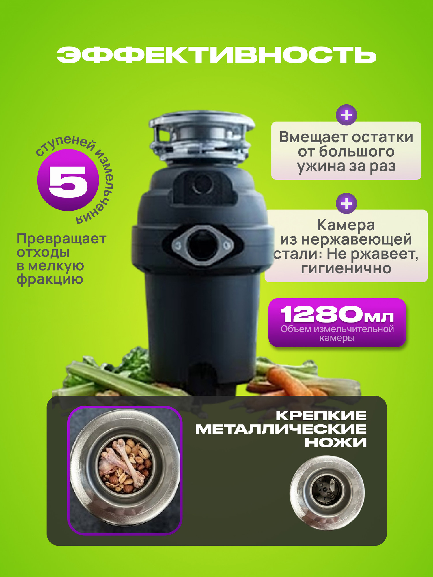 Измельчитель отходов Saniteco FCD20251015-02 (черный) — фото 6