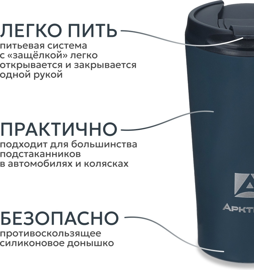 Термокружка Арктика 716-360B-DKGY (360 мл, индиго) — фото 3