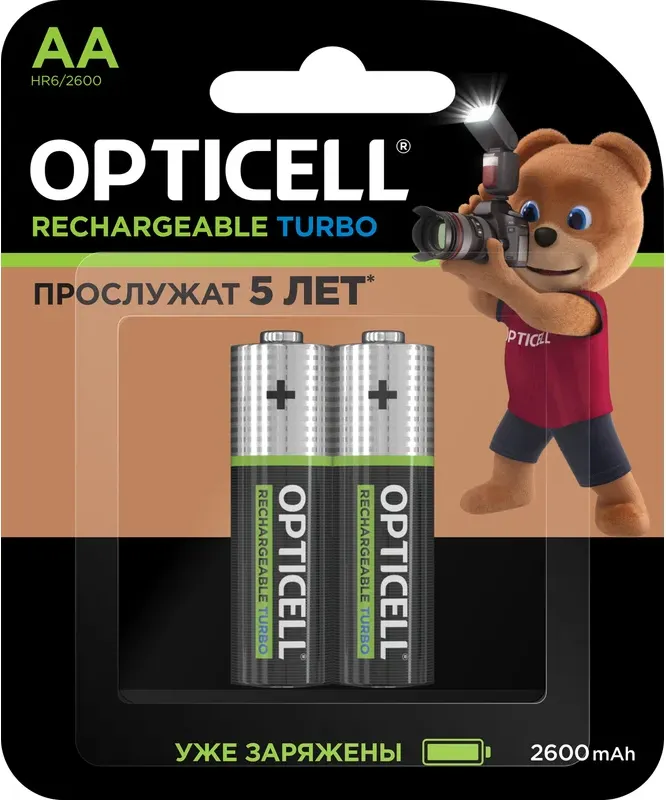 Комплект аккумуляторов Opticell Turbo AA NiMH 2600mAh / 6080001 (2шт)