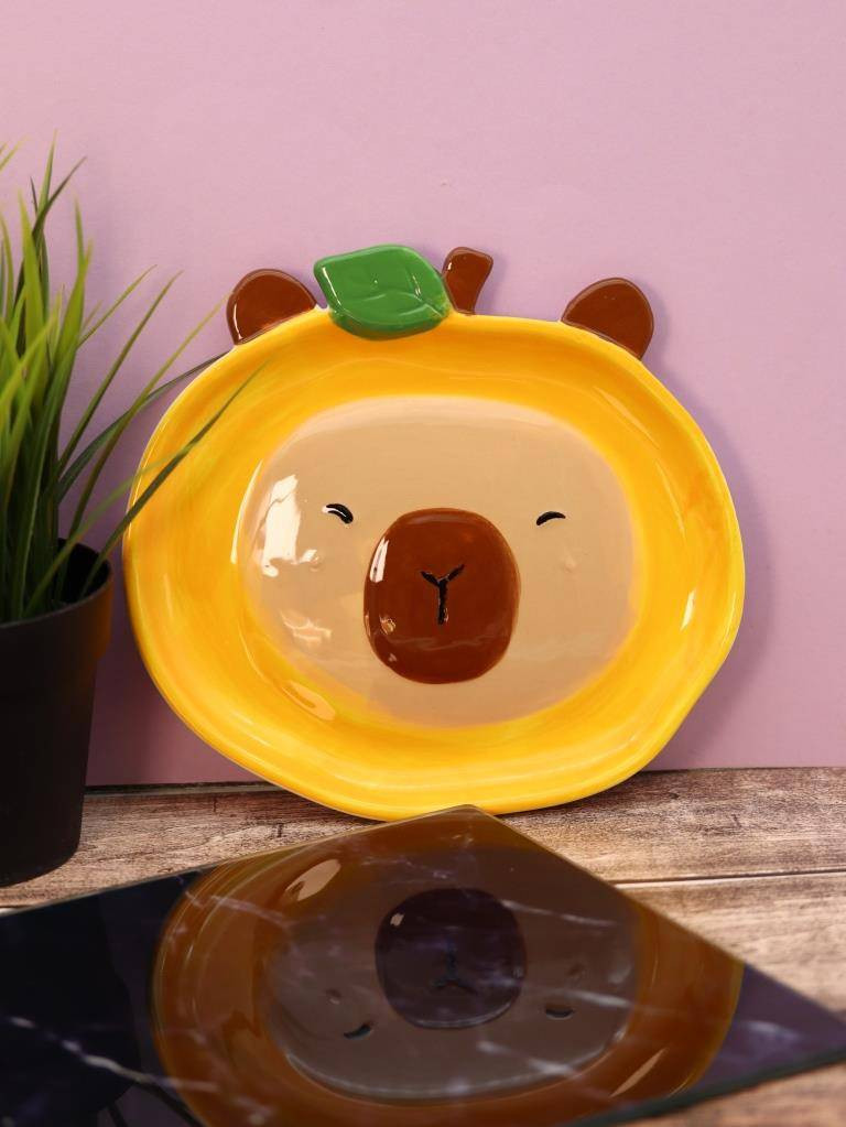 Тарелка столовая обеденная ILikeGift Capybara mandarin / FC242584 — фото 3