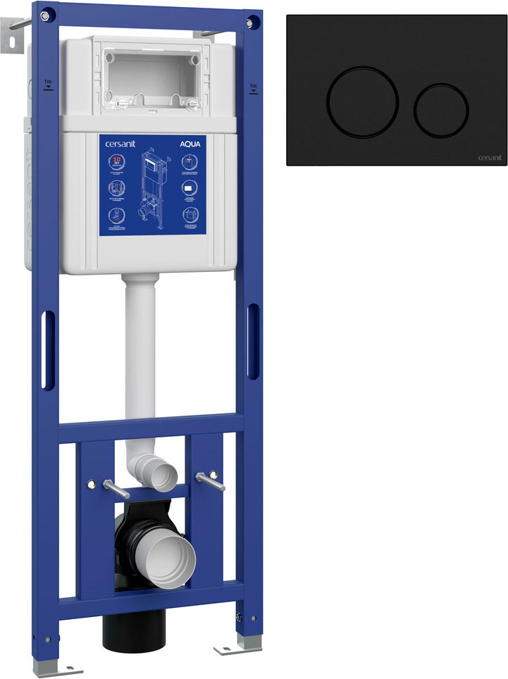 Инсталляция для унитаза Cersanit Aqua Smart M 40 68177 с кнопкой Twins 63525 (кнопка черный матовый)
