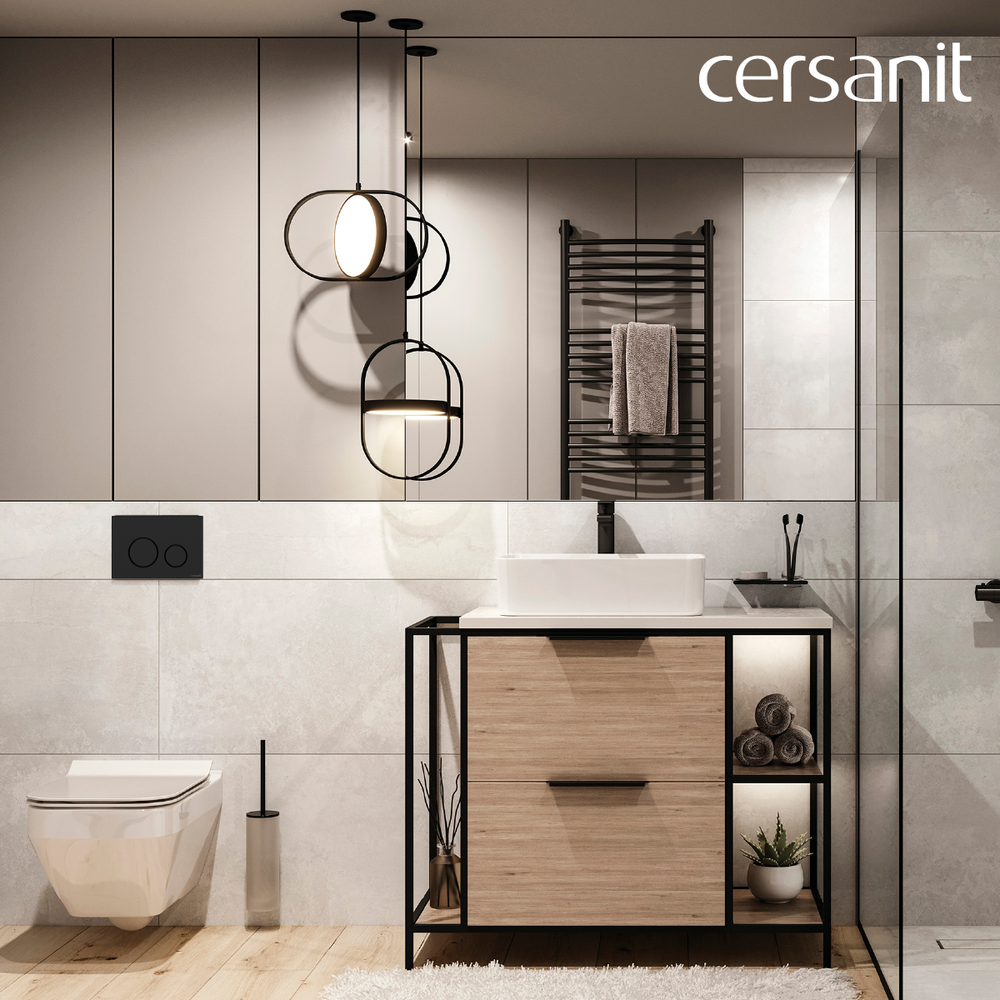 Инсталляция для унитаза Cersanit Aqua Smart M 40 68177 с кнопкой Twins 63525 (кнопка черный матовый) — фото 5