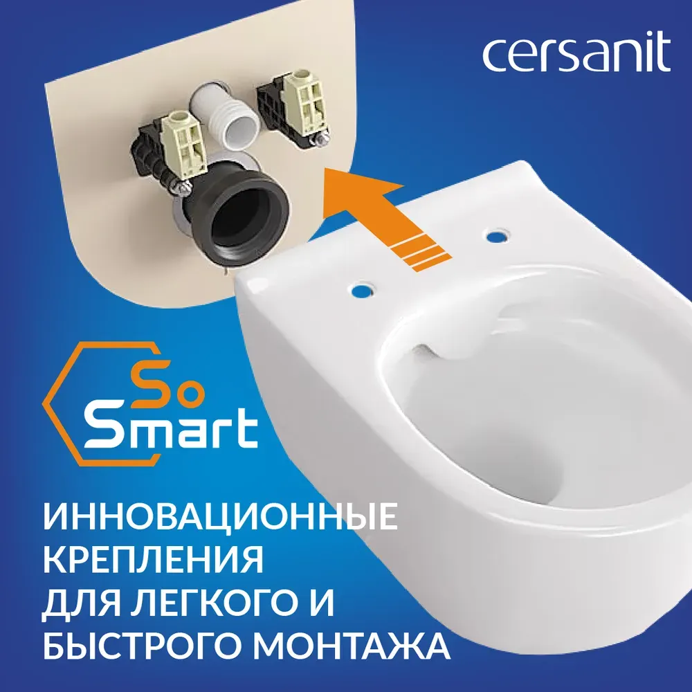 Унитаз подвесной с инсталляцией Cersanit Brasko Slim 64824 + Aqua 50 68178 +Accento Circle для Aqua 69074 (кнопка хром глянец) — фото 4