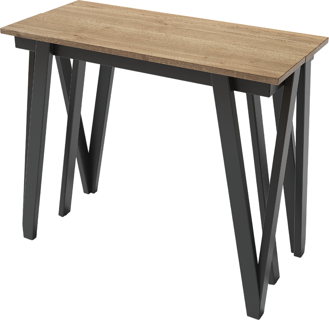 Консольный столик Aledar W 90x40/240x76 (черный муар/дуб галифакс натуральный)