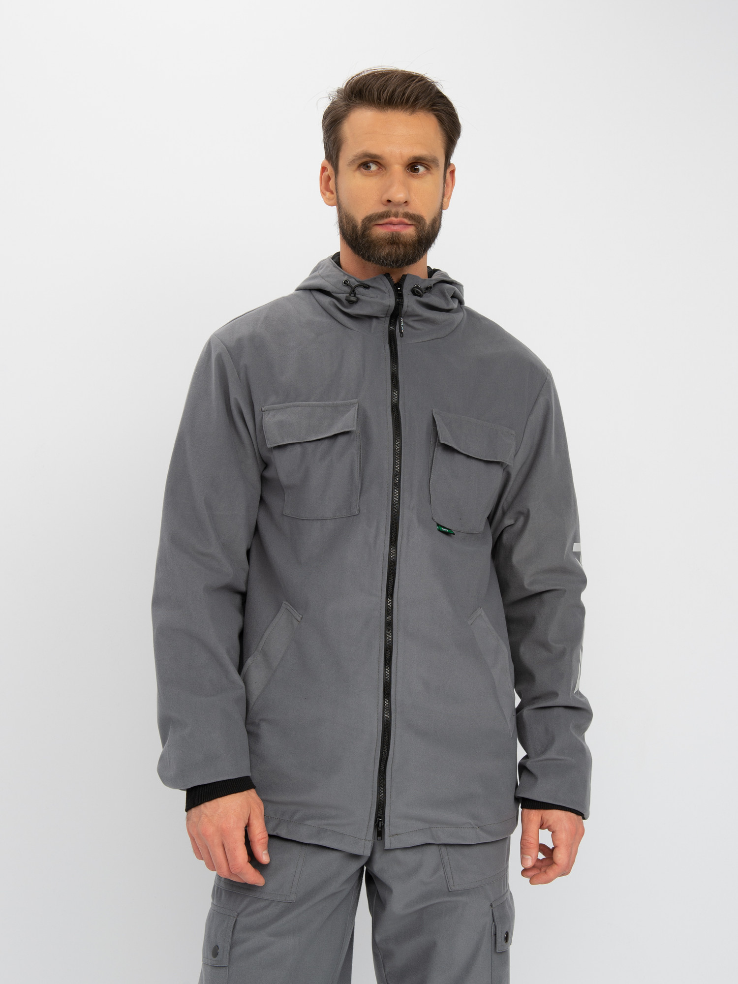 Костюм для охоты и рыбалки Huntsman Тайга-3 -8°C Лабиринт/Серый Alova (р.48-50/182-188) — фото 5
