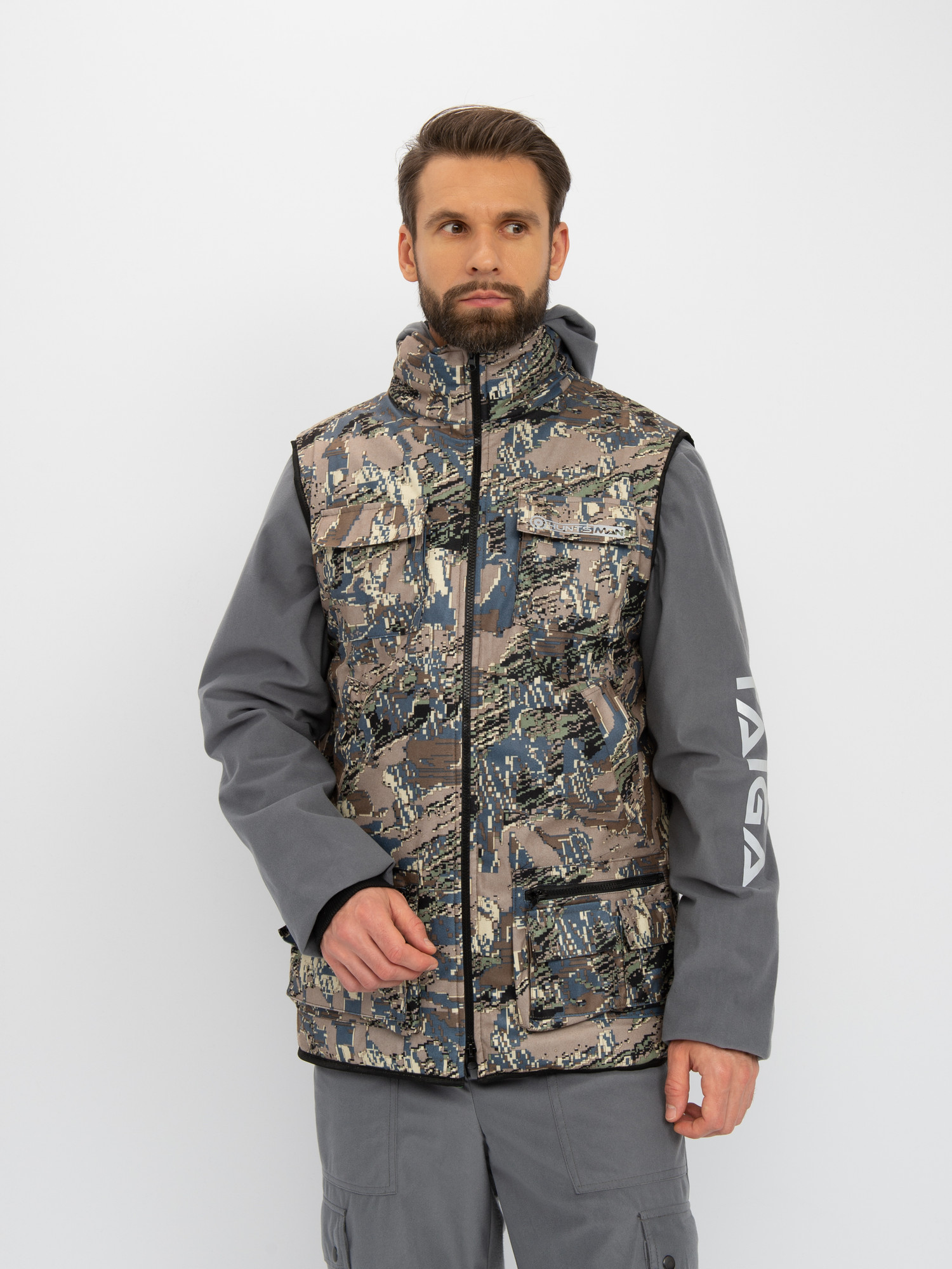 Костюм для охоты и рыбалки Huntsman Тайга-3 -8°C Лабиринт/Серый Alova (р.48-50/182-188) — фото 3