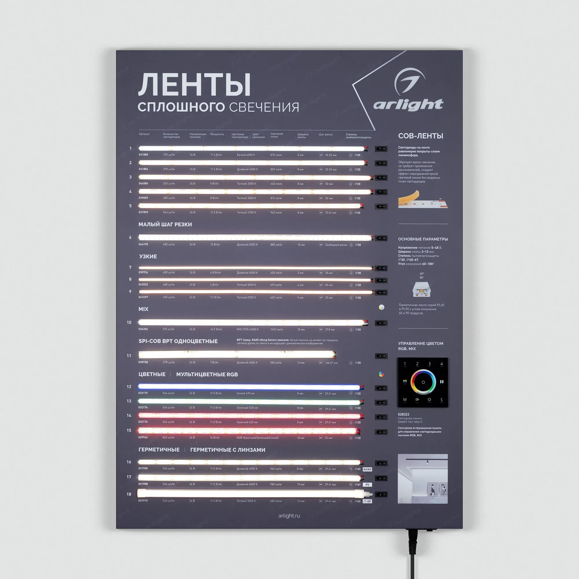 Демонстрационный стенд светодиодных лент Arlight ARL-COB-01-830x600mm / 046953 — фото 3