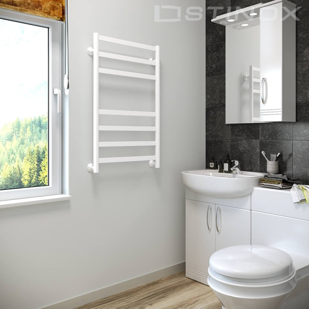 Полотенцесушитель водяной Stinox Maxima 50x80 / max80ral9003-1 (белый матовый) — фото 2