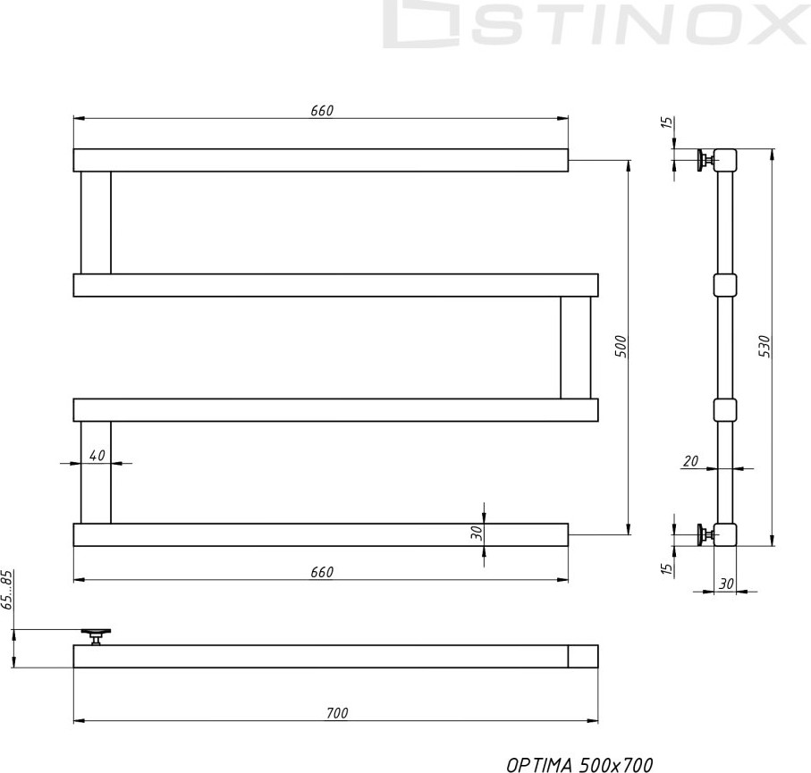Полотенцесушитель водяной Stinox Optima 50x70 / op70ral9003 (белый матовый) — фото 3
