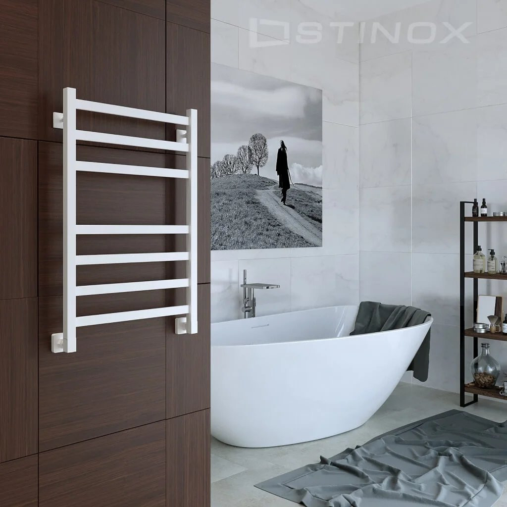 Полотенцесушитель водяной Stinox Prestige 50x80 / pr80bral9003-1 (белый матовый) — фото 2