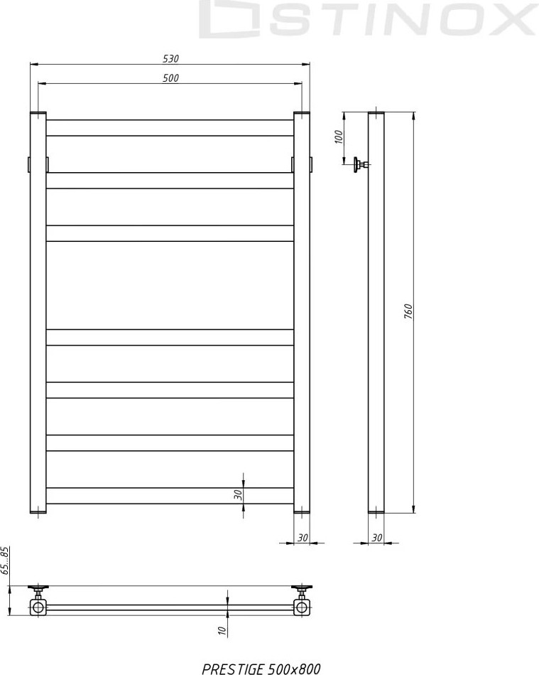 Полотенцесушитель водяной Stinox Prestige 50x80 / pr80b-1 — фото 3