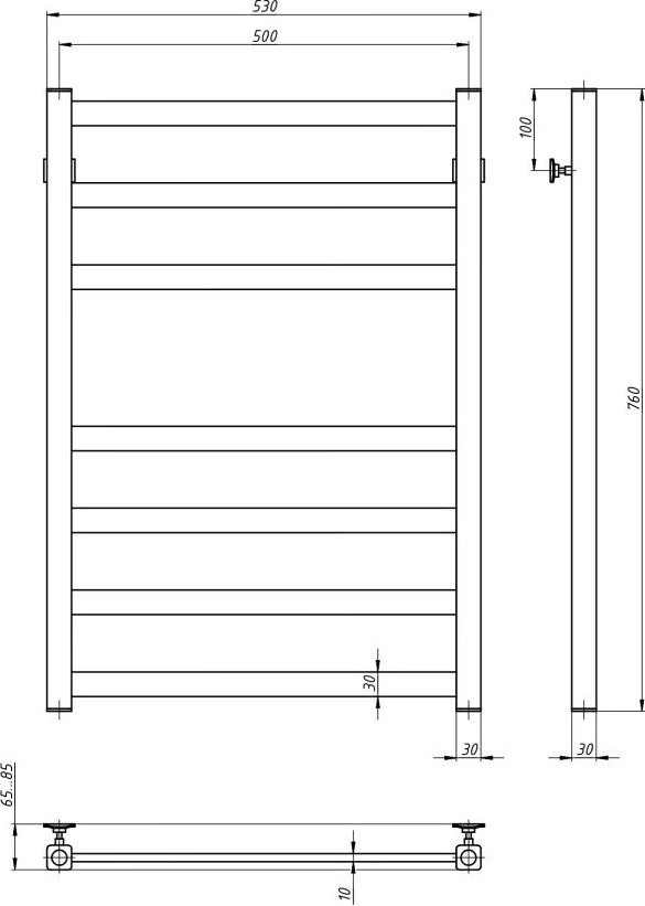 Полотенцесушитель водяной Stinox Prestige 50x80 / pr80ral9003 (белый матовый) — фото 3