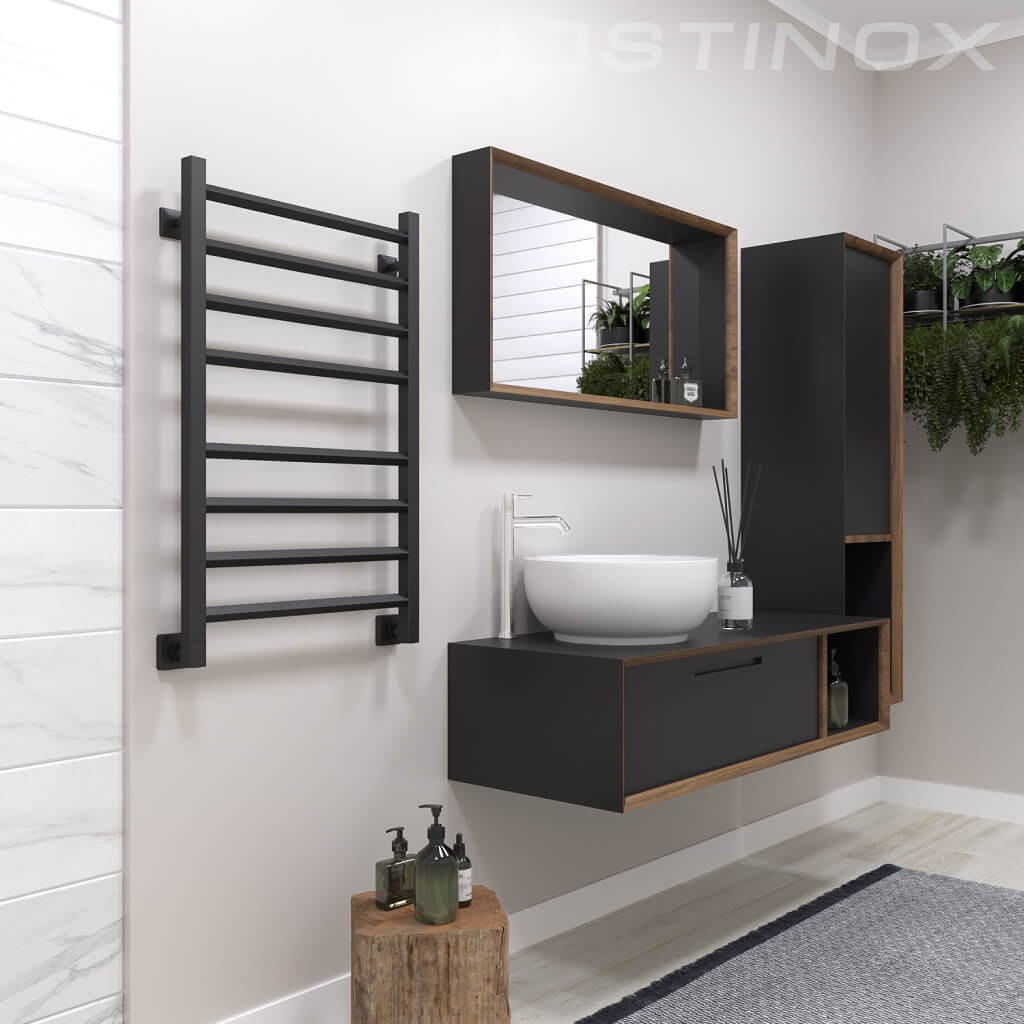 Полотенцесушитель водяной Stinox Sorento 50x80 / sor80ral9005 (черный) — фото 2