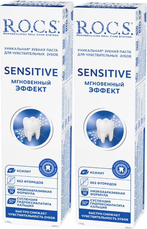 Набор зубных паст R.O.C.S. Sensitive Мгновенный эффект (2x94г)