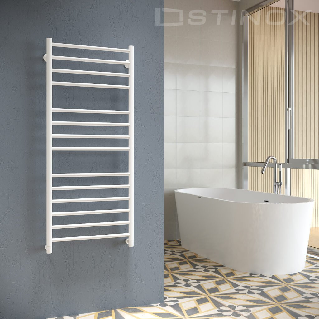 Полотенцесушитель водяной Stinox Toscana Luxe 50x120 / tos120lbral9003-1 (белый матовый) — фото 2