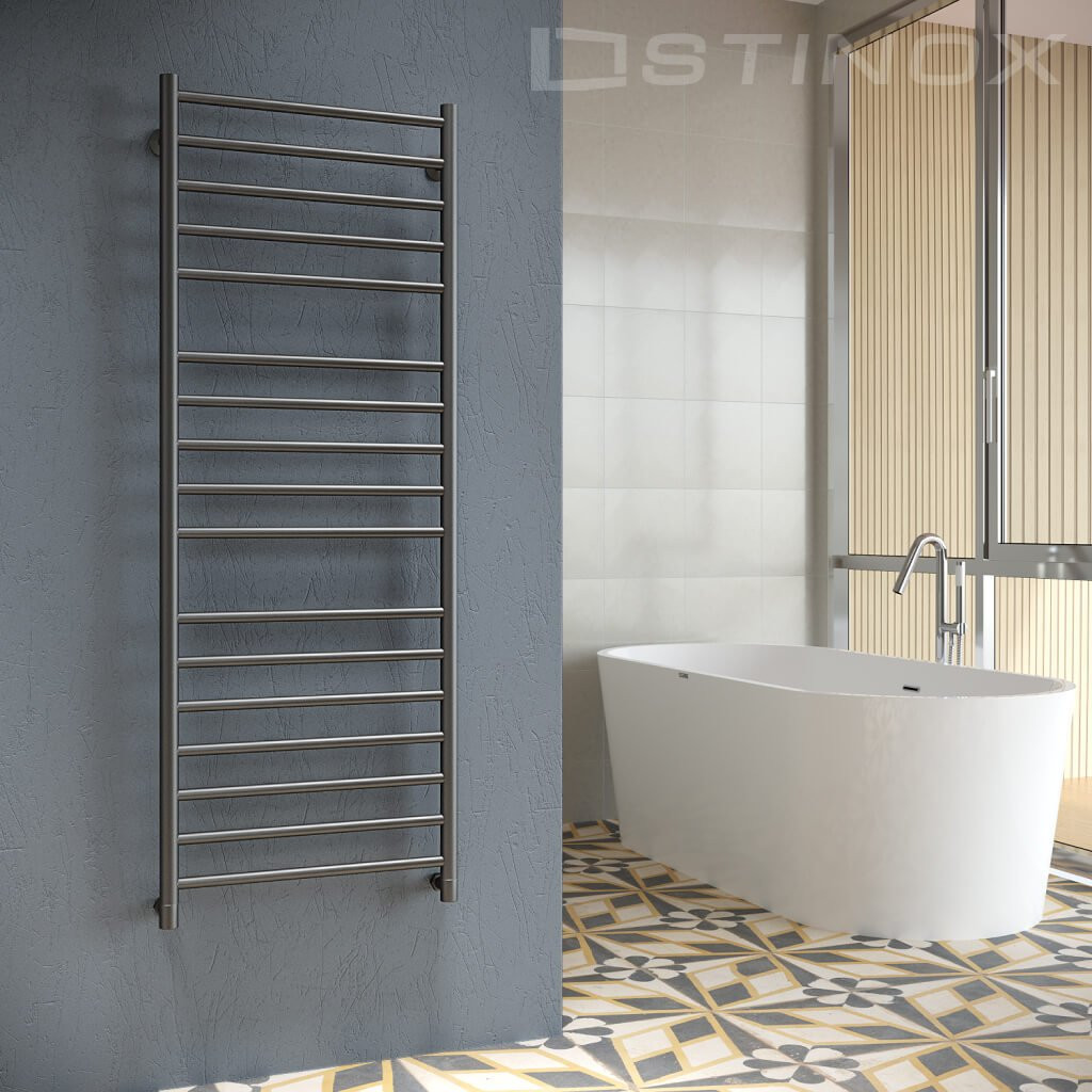 Полотенцесушитель водяной Stinox Toscana Luxe 40x140 / tos40140lral9005 (черный матовый) — фото 2