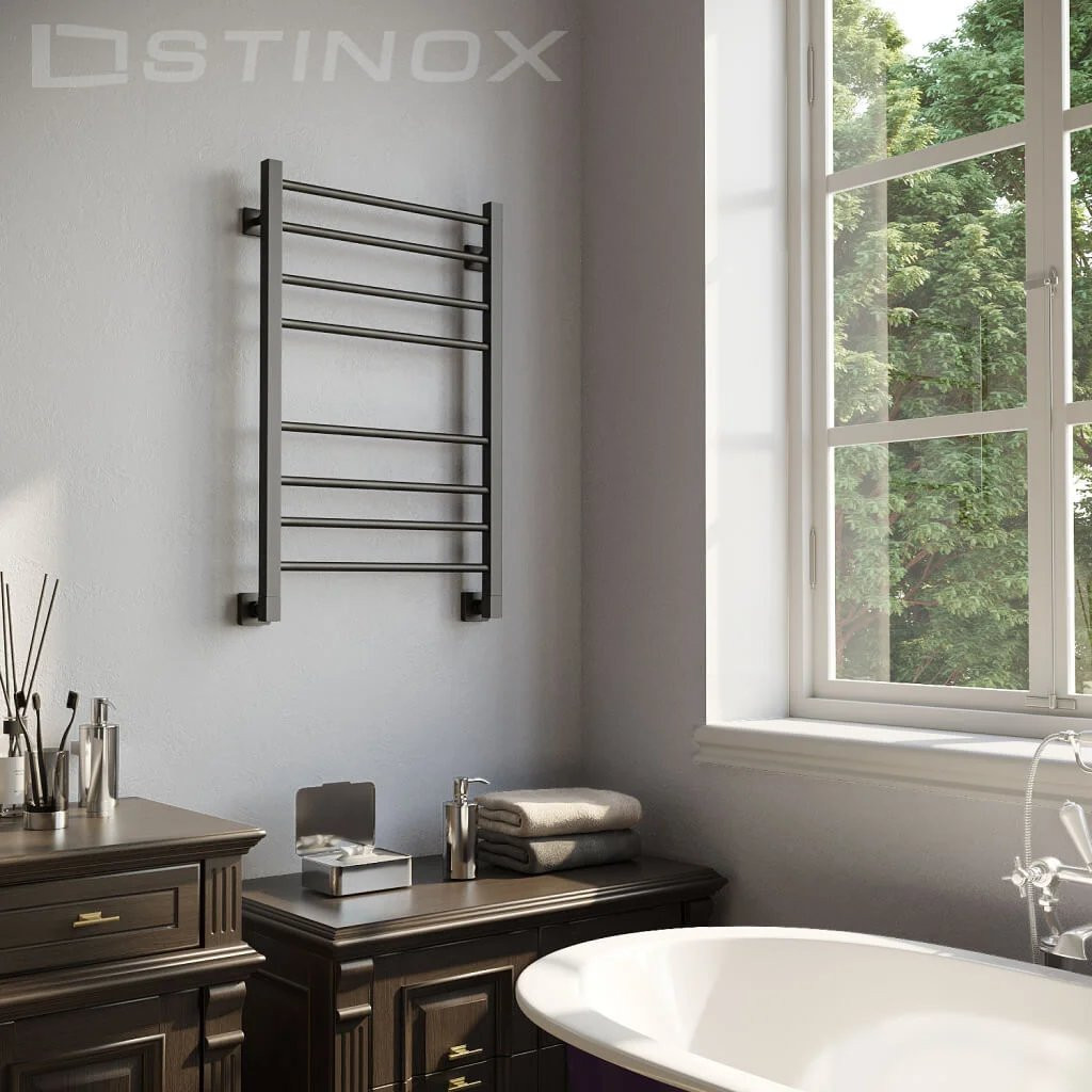 Полотенцесушитель водяной Stinox Classic 50x80 бп 50 / cl80bral9005-1 (черный матовый) — фото 2